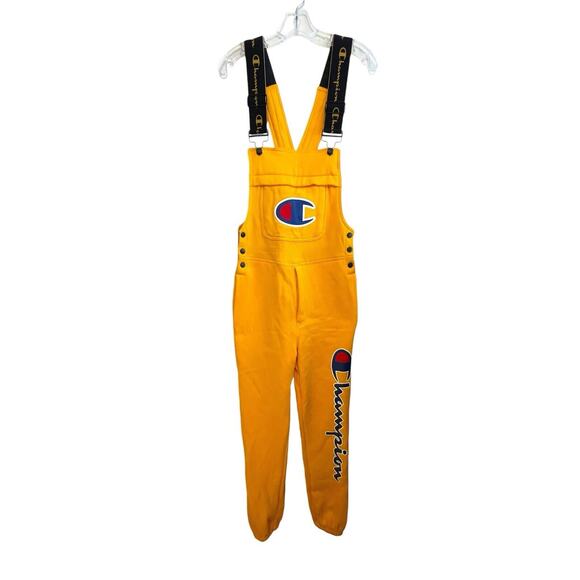 Champion Other - Champion Super‎ Fleece 3.0 Sweatpant Overalls Size XS Yellow Blue Embroidered